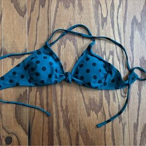 Xhilaration Teal Bikini Top with Black Dots